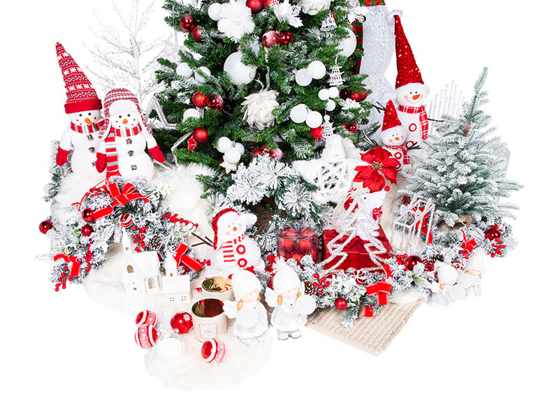 Vianočný stromček v červenobielom štýle